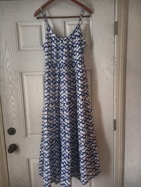 Roller Rabbit Medium Strappy Sun dress Zip Maxi Blue White